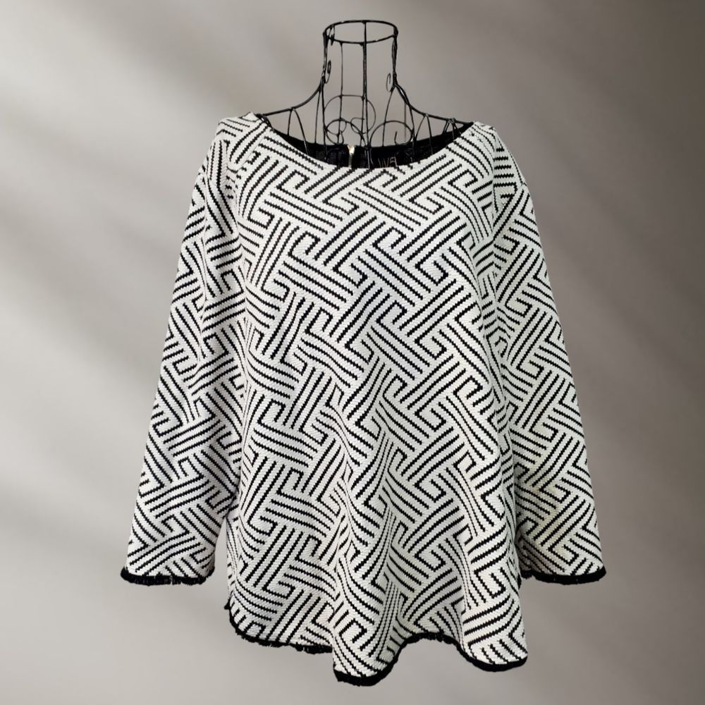 Anthropologie W5 Black and White Shirt with Fringe - Picture 1 of 6